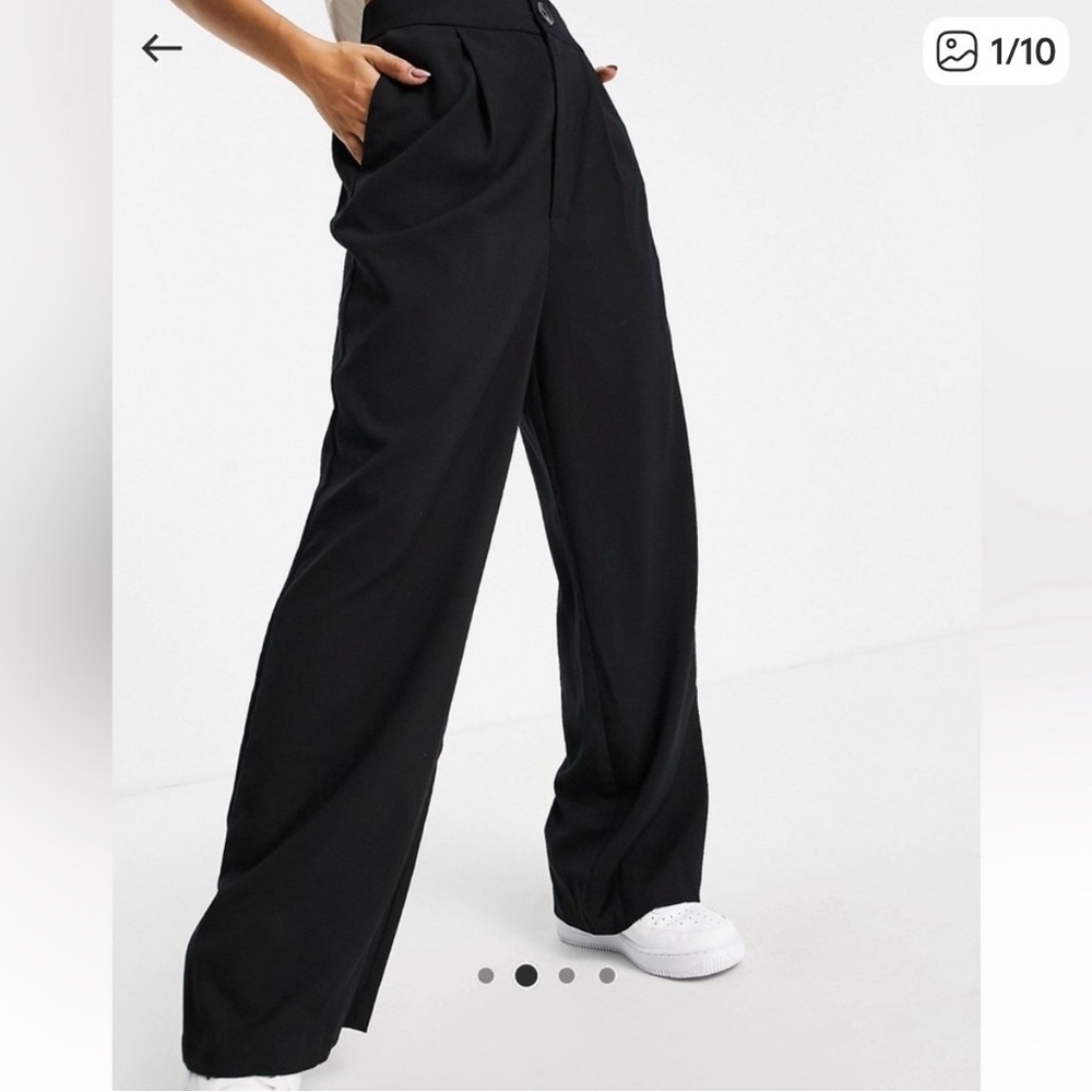 stradivarius Black Wide-Leg High-Waist Trousers